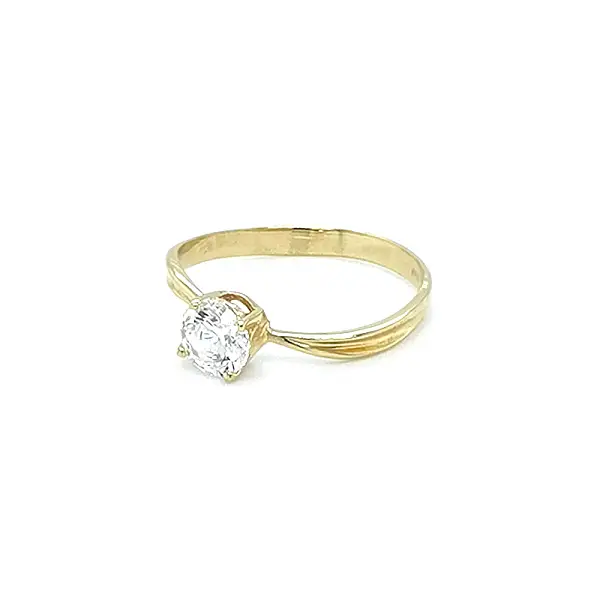 Gold Engagement Ring with Zircon