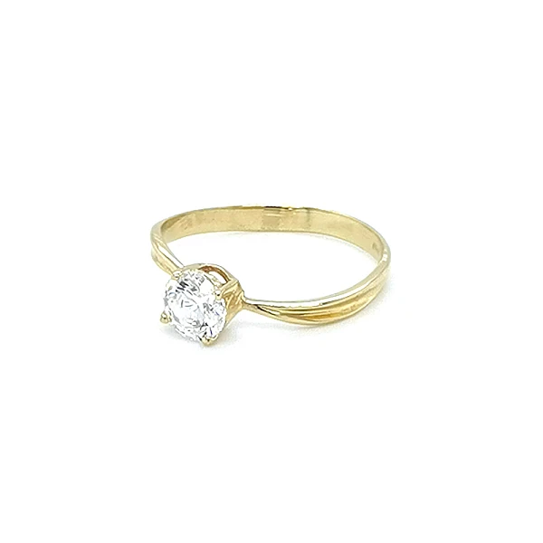 Gold Engagement Ring with Zircon