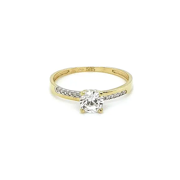 Gold Engagement Ring with Zircones