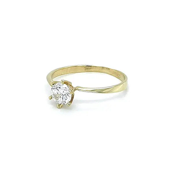 Gold Engagement Ring with Zircon