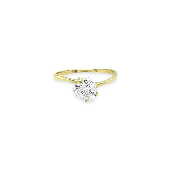 Gold engagement ring with cubic zirconia