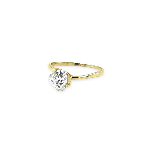 Gold engagement ring with cubic zirconia