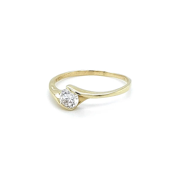 Gold Engagement Ring with Zircon