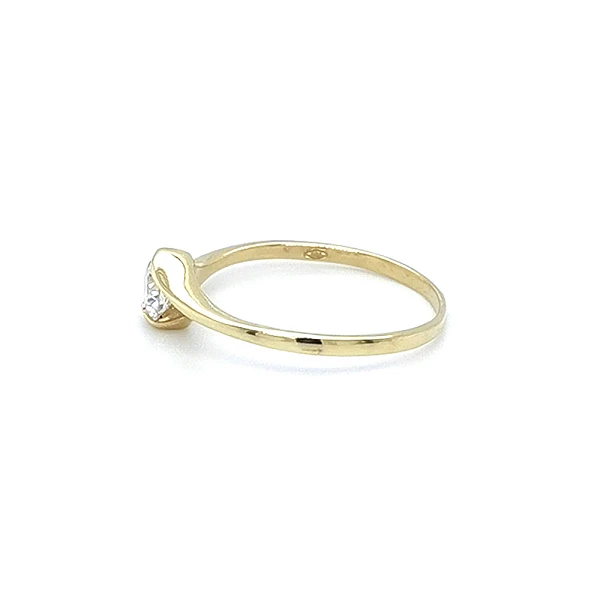 Gold Engagement Ring with Zircon