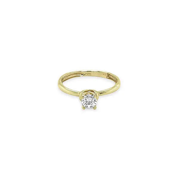 Gold Engagement Ring with Zircon