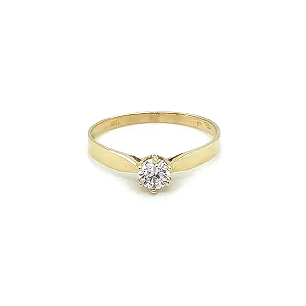 Gold Engagement Ring with Zircon