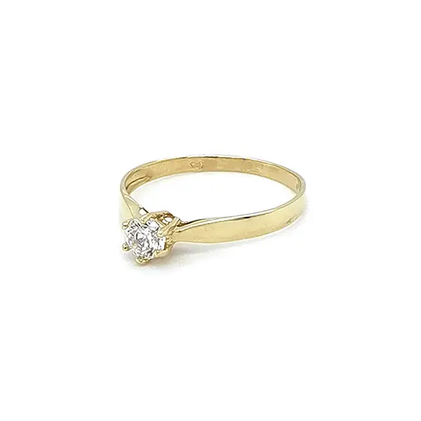 Gold Engagement Ring with Zircon