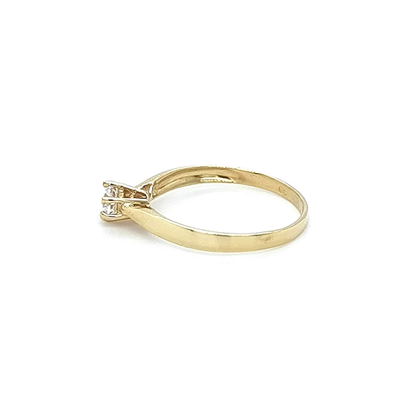 Gold Engagement Ring with Zircon