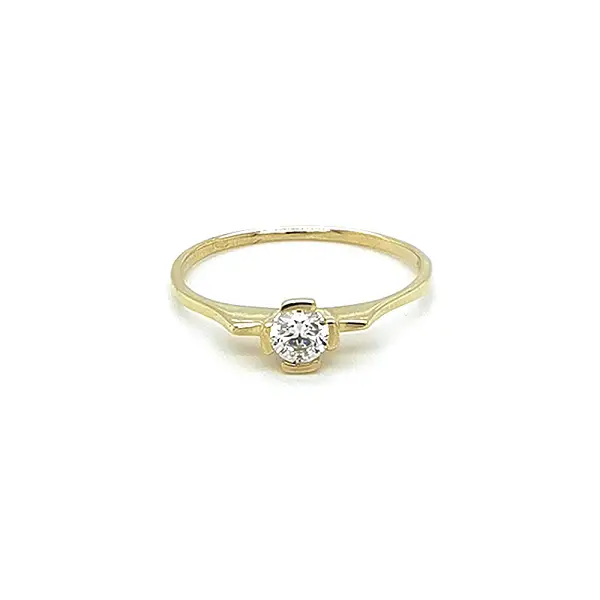 Gold Engagement Ring with Zircon