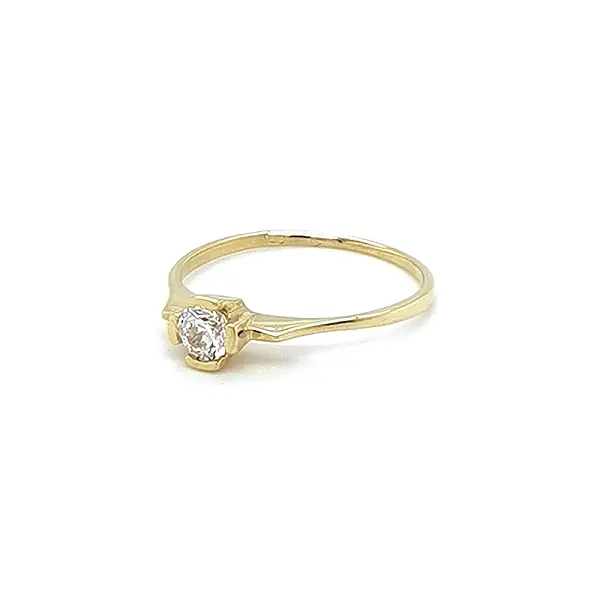 Gold Engagement Ring with Zircon