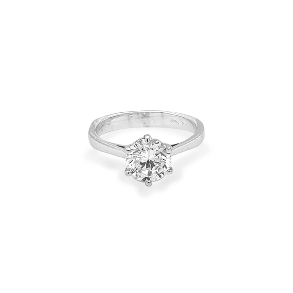 Gold Engagement Ring with Zircon