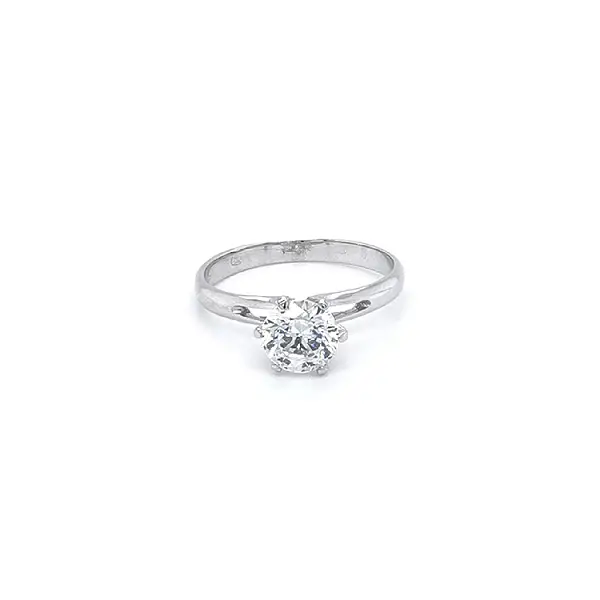 Engagement Ring with White Gold Zircon