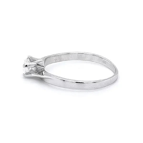 Engagement Ring with White Gold Zircon