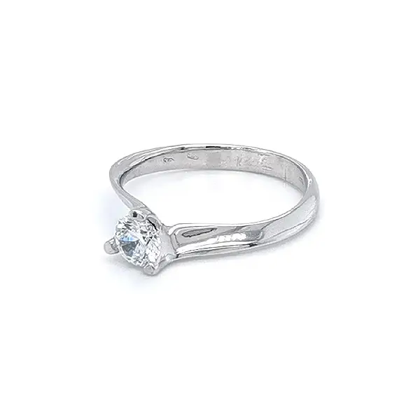 Engagement Ring with White Gold Zircon
