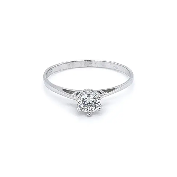 Engagement Ring with White Gold Zircon
