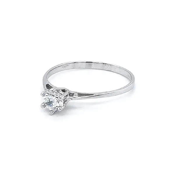 Engagement Ring with White Gold Zircon