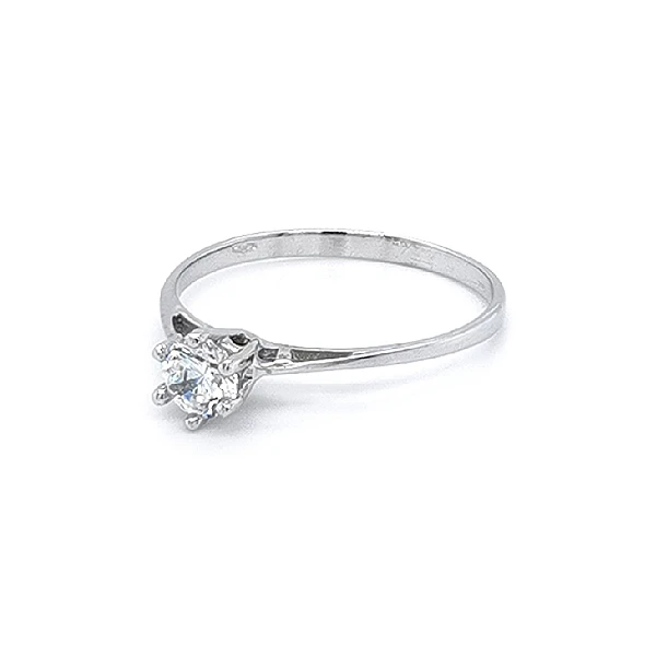 Engagement Ring with White Gold Zircon