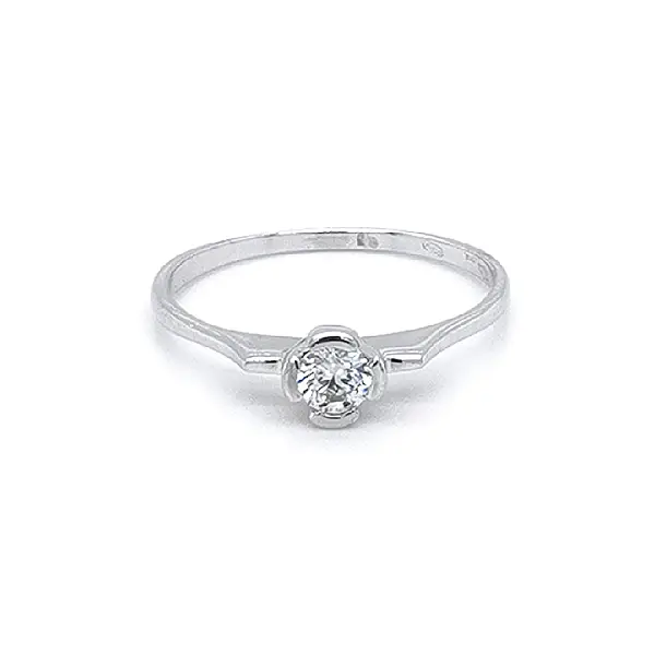 Engagement Ring with White Gold Zircon