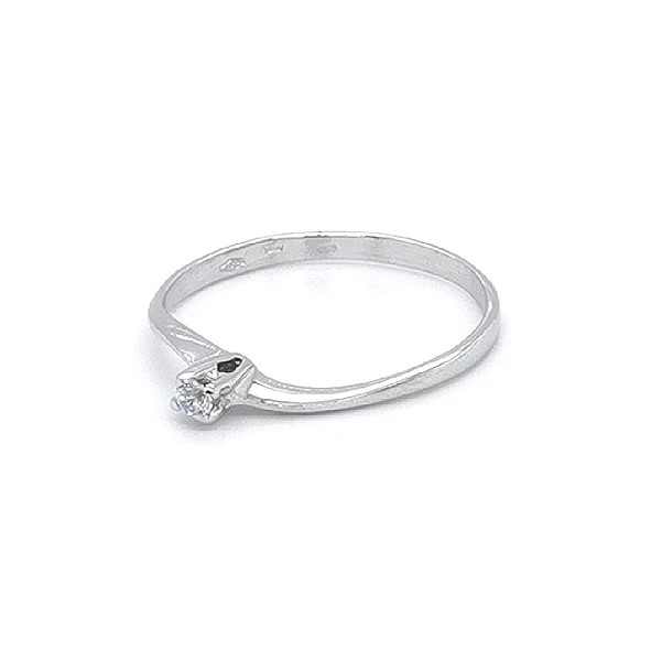 Engagement Ring with White Gold Zircon