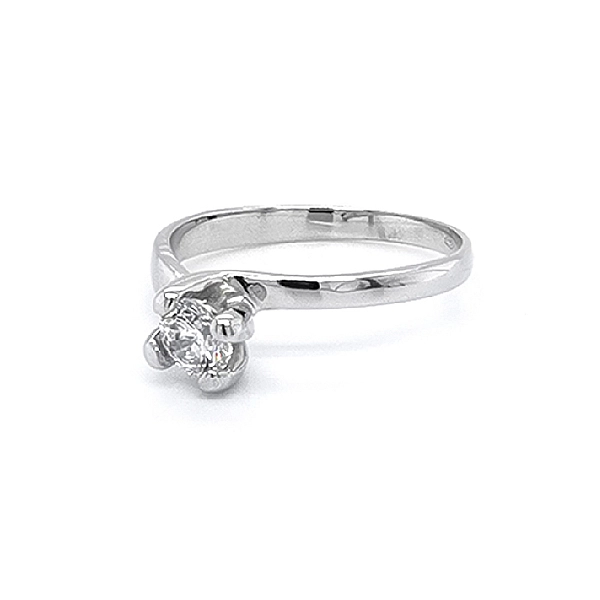 Engagement Ring with White Gold Zircon
