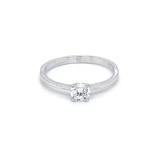 Engagement Ring with White Gold Zircon