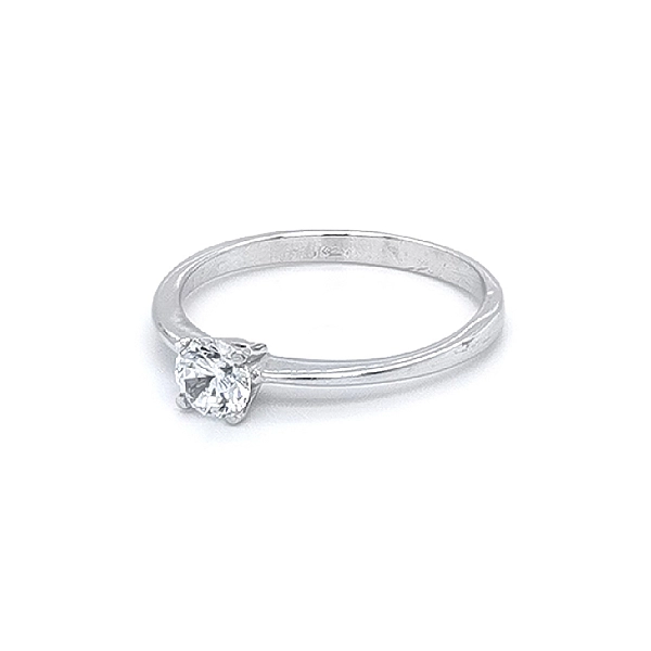 Engagement Ring with White Gold Zircon