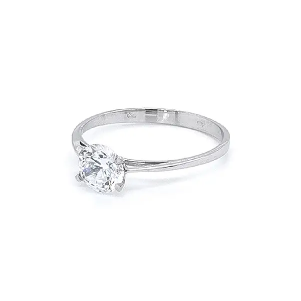 Engagement Ring with White Gold Zircon