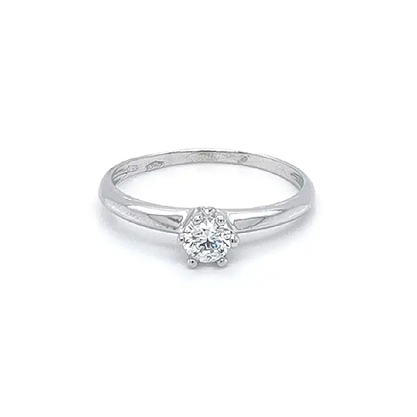 Engagement Ring with White Gold Zircon