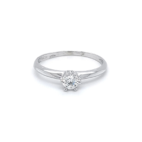 Engagement Ring with White Gold Zircon