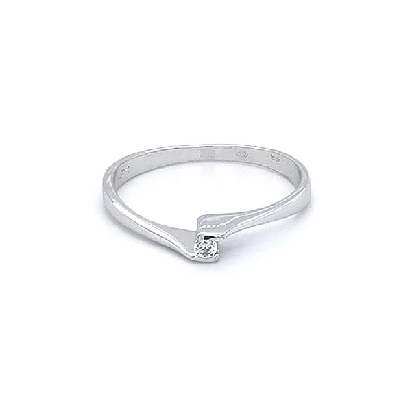 Engagement Ring with White Gold Zircon
