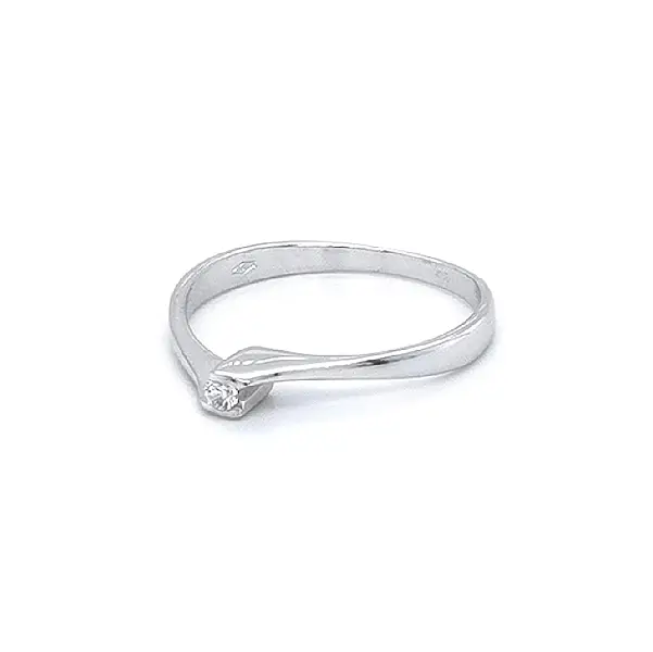 Engagement Ring with White Gold Zircon