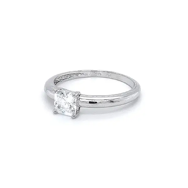 Engagement Ring with White Gold Zircon
