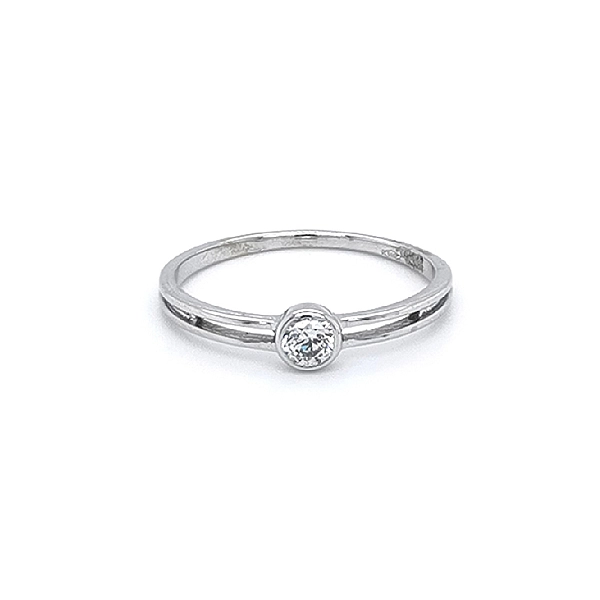 Engagement Ring with White Gold Zircon