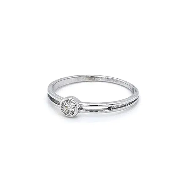 Engagement Ring with White Gold Zircon