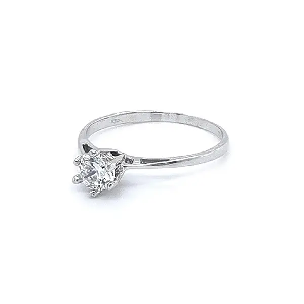 Engagement Ring with White Gold Zircon