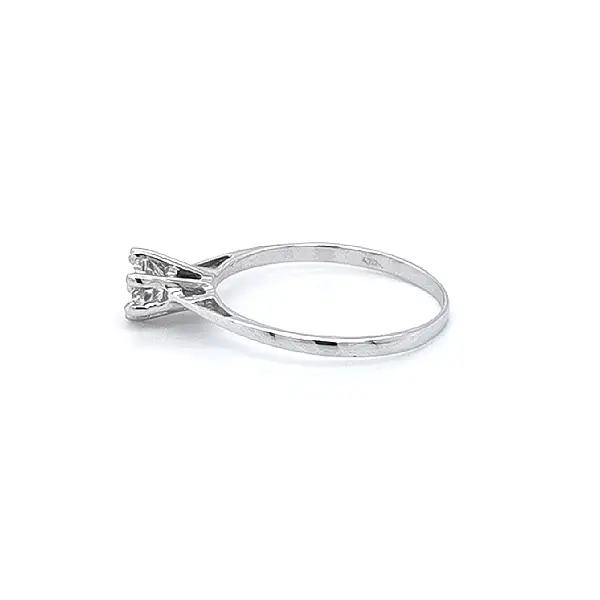 Engagement Ring with White Gold Zircon