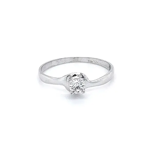 Engagement Ring with White Gold Zircon