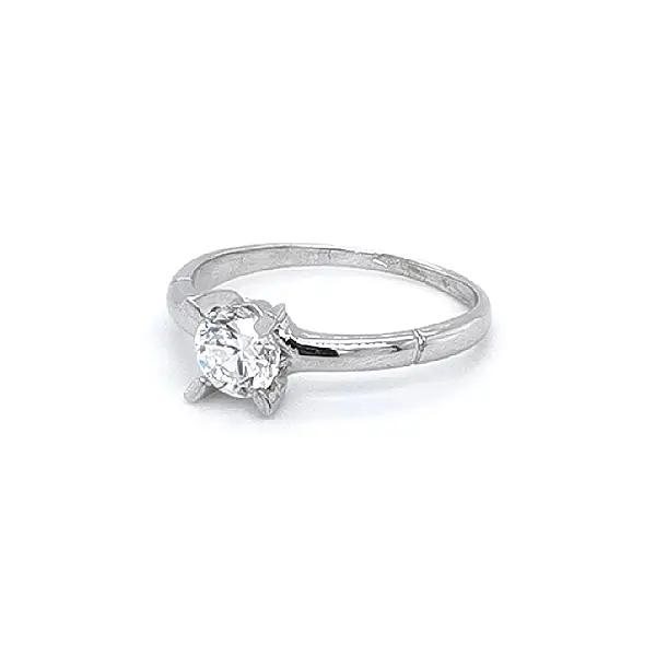 Engagement Ring with White Gold Zircon