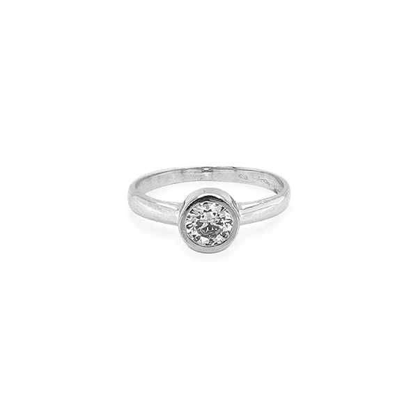 Gold Engagement Ring with Zircon