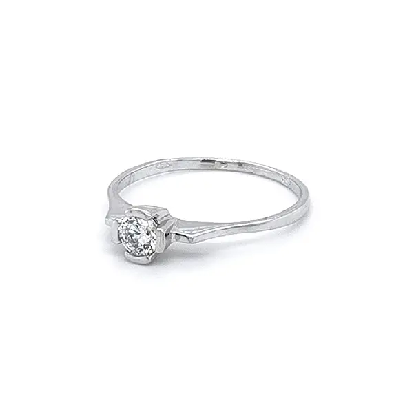 Engagement Ring with White Gold Zircon