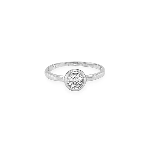 Gold Engagement Ring with Zircon