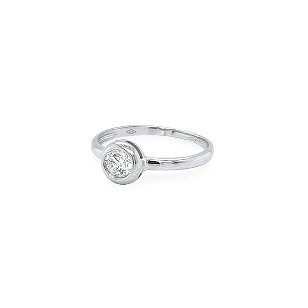 Gold Engagement Ring with Zircon