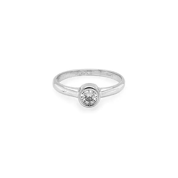 Gold Engagement Ring with Zircon