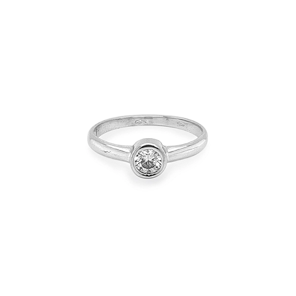 Gold Engagement Ring with Zircon