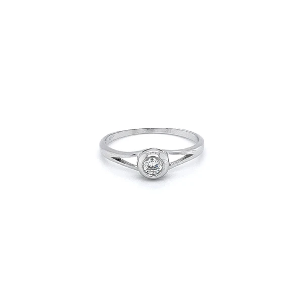 Engagement Ring with White Gold Zircon