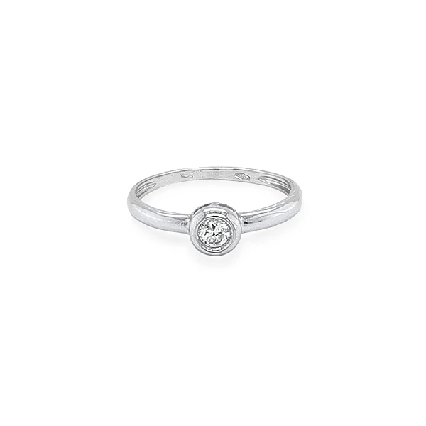 Gold Engagement Ring with Zircon