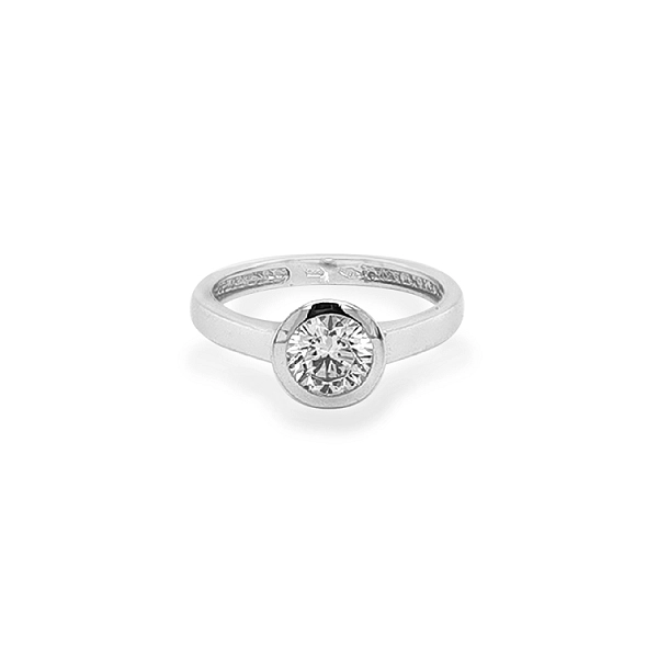 Gold Engagement Ring with Zircon