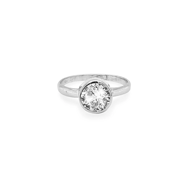 Gold Engagement Ring with Zircon