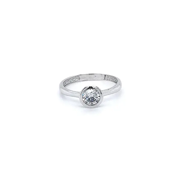 Engagement Ring with White Gold Zircon