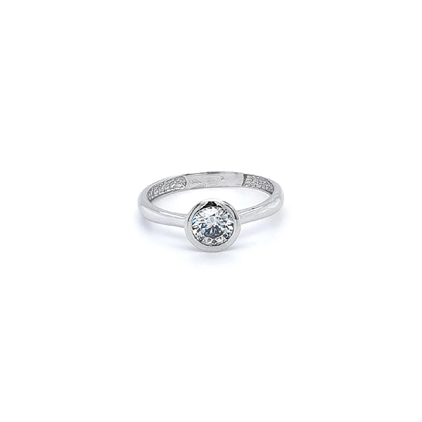 Engagement Ring with White Gold Zircon